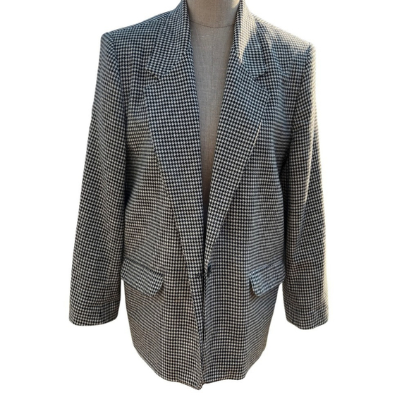 Vintage Houndstooth Oversized Wool Blend Blazer - Picture 1 of 11